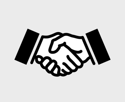 Handshake. Flat EPS 8 vector icon or illustration, isolated on light background. The hands can easily be colored independently of each other.
