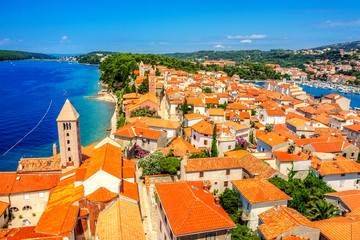 Town Rab on Croatian island from above