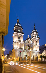 Fototapeta na wymiar LIMA, PERU: San Pedro church in the city downtown.