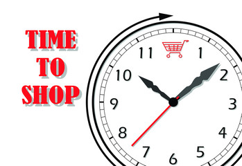 clock and shopping event vector illustrator isolated on white background and release clipping mask for full picture