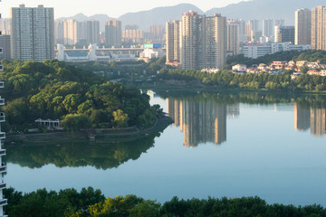 Landscape of Lake Nanhu in Jiujiang City, Jiangxi Province, China.