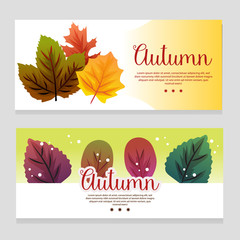cute autumn theme banner with leaves