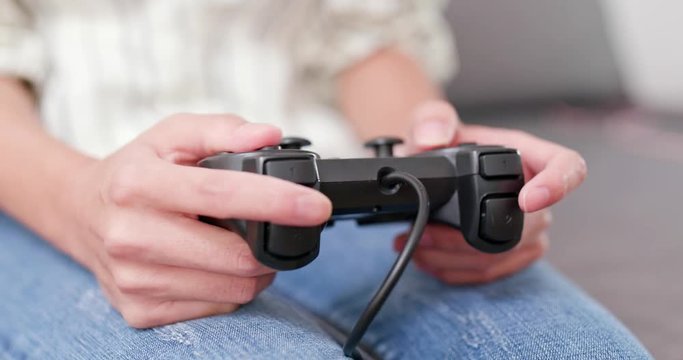 Woman playing video game