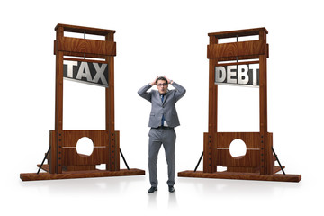 Businessman having problems with paying taxes