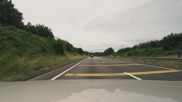 Car Driver's View A3 Road Direction London to Portsmouth Passing Liss Roundabout.