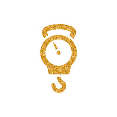 Fishing scale icon in gold glitter texture. Sparkle luxury style vector illustration. © puruan