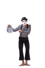 Mime in time management concept isolated on white background 