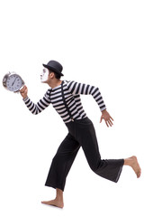 Mime in time management concept isolated on white background 