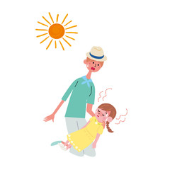 熱中症　倒れる　こども　小学生　イラスト
