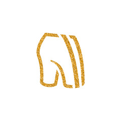 Cycling pants icon in gold glitter texture. Sparkle luxury style vector illustration.