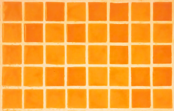 Orange Tiles on the wall.