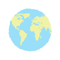 Flat planet Earth icon. Illustration for web banner and mobile infographics. World icon globe earth map symbol. Vector.