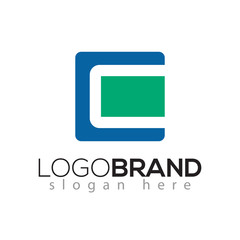 C letter Square negative space logo vector element