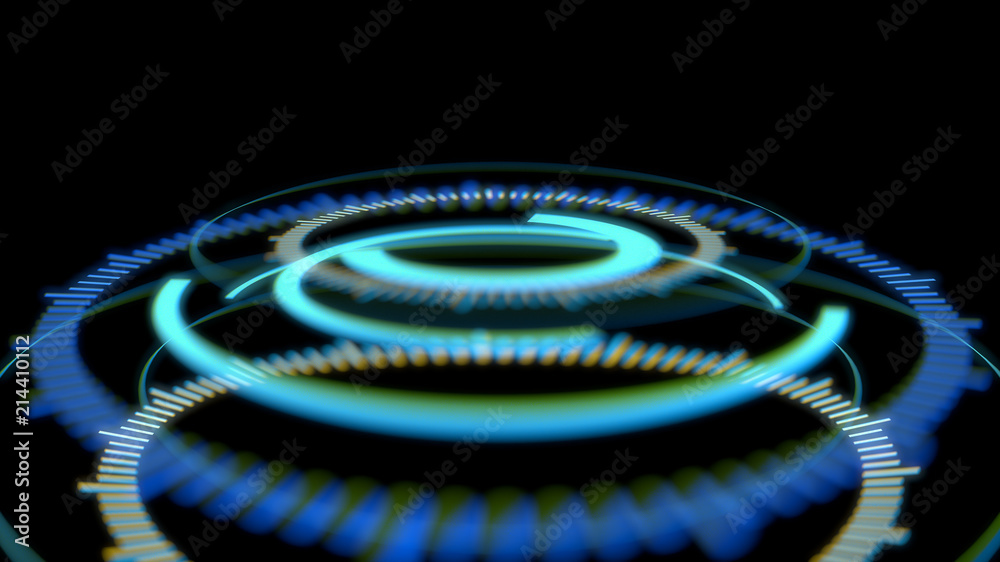 Aufkleber 3d rendering futuristic circle user interface hud design graphs .