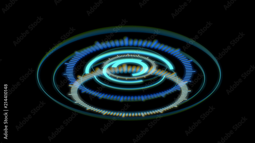 Aufkleber 3d rendering futuristic circle user interface hud design graphs .