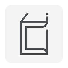 Steel product icon. C chanel profile shape. That alloy of iron from steel production industry and metallurgy used as beam, bar, frame, girder, structure in engineering, construction building material.