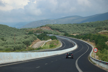 View to the Greek highway, near Sparta
