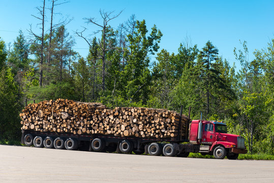 Large truck carrying lumber