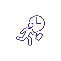 Haste line icon. Running businessman, clock, man. Time management concept. Can be used for topics like business, daily routine, schedule