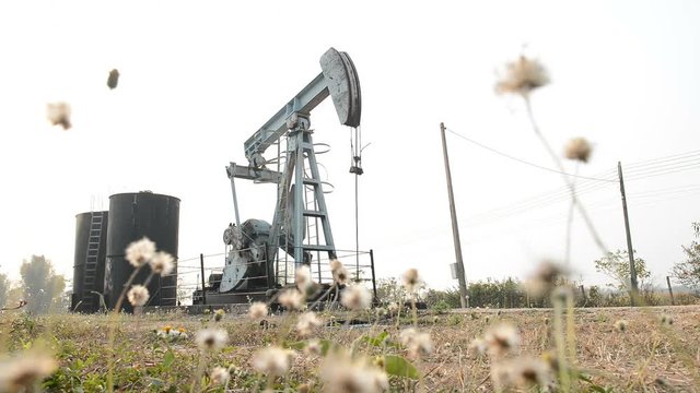 pumpjack at an oil drilling site