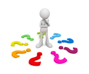 question mark and man concept  3d illustration