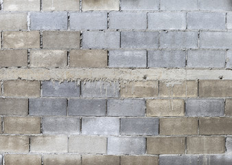 Construction concept background of cement block wall texture, grey concrete wall pattern background