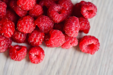 Background of raspberry. Raspberry on white background. Summer and healthy food concept, top view or flat.