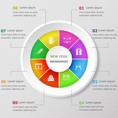 Infographic design template with New Year icons