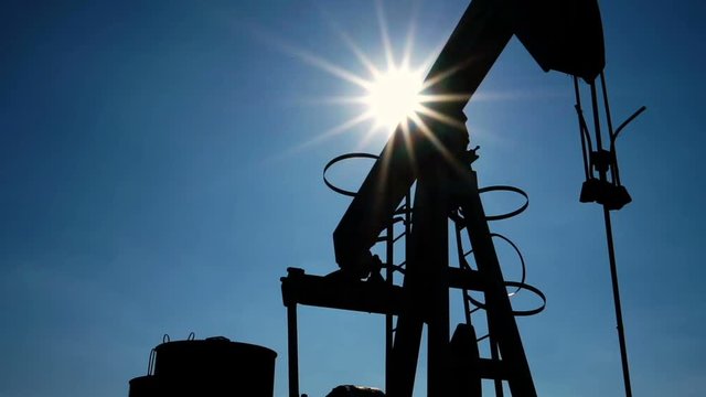 pumpjack at an oil drilling site, motorized slider shot