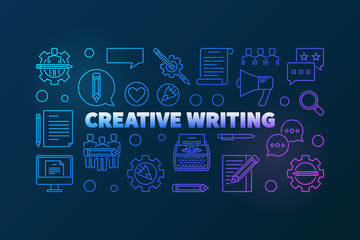 Creative writing vector modern outline colored banner