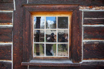 A rustic window