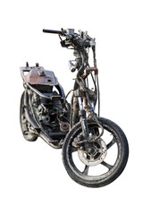 Abandoned motorcycle was burning on studio