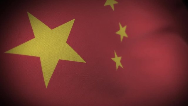 Flag of China - Photo realistic close up of waving flag. Extreme depth of field. 3d Render.