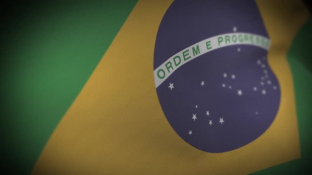 Flag of Brazil - Photo realistic close up of waving flag. Extreme depth of field. 3d Render.