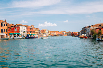 Colorful buildings and canal in Murano island, Venice, Italy