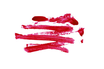 Closeup of red paint brushstroke