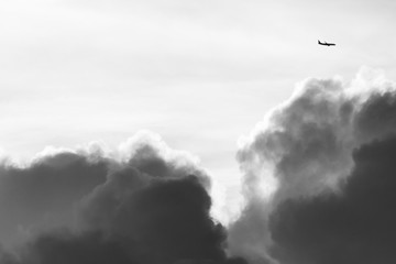 a plane in the clouds