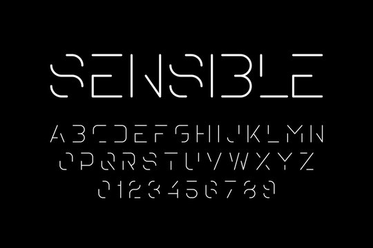Thin modern minimal font, alphabet and numbers
