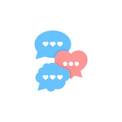 Talking about love, bubble speech vector illustration.