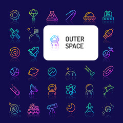 Outer Space & Planets Gradient Line Icon Set (EPS 10) © Fredy Sujono