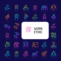 Work Ethics Gradient Line Icon Set (EPS 10)