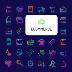 Business & E-commerce Gradient Line Icon Set (EPS 10)