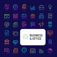 Business & Office Gradient Line Icon Set (EPS 10)