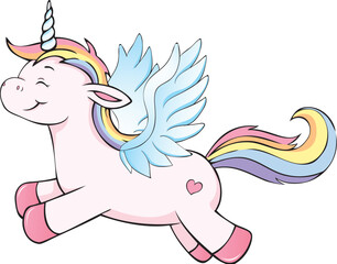cute winged unicorn flying 