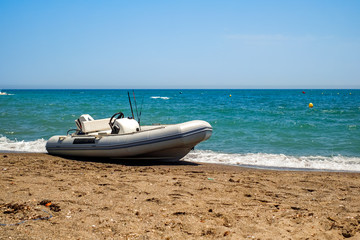 inflatable boat on the beach
