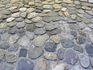 Weg mit Pflastersteinen