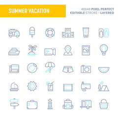 Summer Vacation Minimal Vector Icon Set (EPS 10).