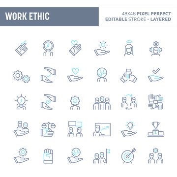 Work Ethic Minimal Vector Icon Set (EPS 10)