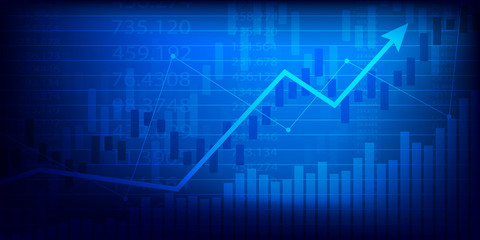 Business candle stick graph chart of stock market investment trading . Bullish point, Trend of graph. Vector illustration