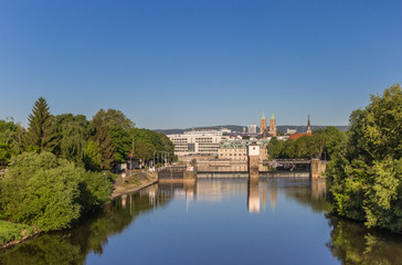 Fototapeta na wymiar River Fulda and cityscape of Kassel, Germany